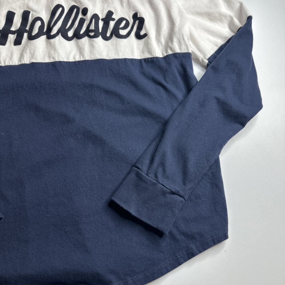 Hollister Colorblock Long Sleeve Graphic Tee Small Red White Navy Blue USA - Picture 5 of 10